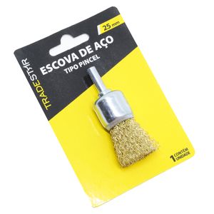 Escova De Aço Tipo Pincel Latonada 25mm Haste 1/4X1"