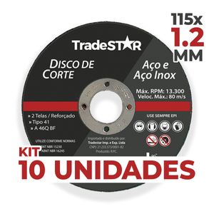 Disco Corte Fino Inox 4.1/2 X 1,2 Esmerilhadeira 10 Peças