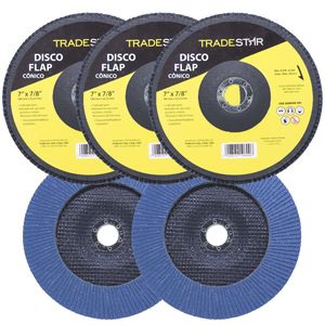 Kit Disco de Lixa Flap 7" Pol Grão 40 P/ Lixadeira 05 UN