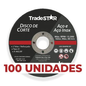 kit 100 Discos de Corte Metal 115x1,0mm