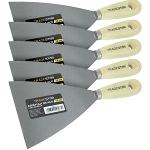 Kit 5 Espátula 12cm Aço Gesso Massa Corrida Multiuso  Drywal