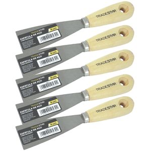 Kit 5 Espátula 4 cm Aço Gesso Massa Corrida Multiuso  Drywal