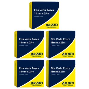 Kit c/ 5 Fita Veda Rosca 18mm x 25m - Akato