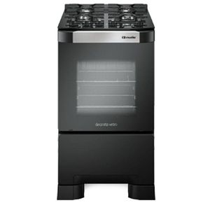 Fogão 4 Bocas Decorato Vetro Com Mesa De Vidro Preto Fosco Bivolt