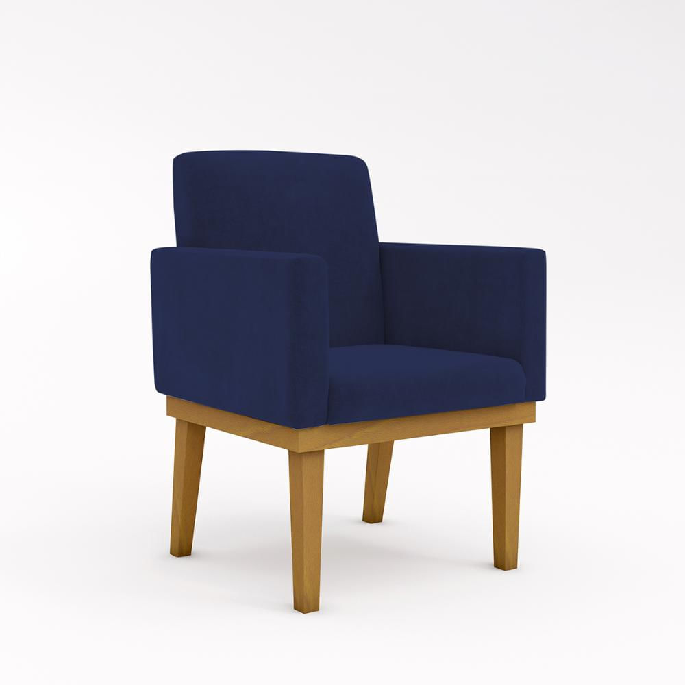 Poltrona Cadeira Reforçada Escritório Recepção Balaqui Decor Cor:azul Marinho