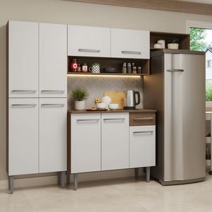 Armário de Cozinha Completa 229cm Rustic/Branco Emilly Madesa 016