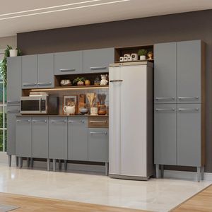 Armário de Cozinha Completa 325cm Rustic/Cinza Emilly Madesa 07