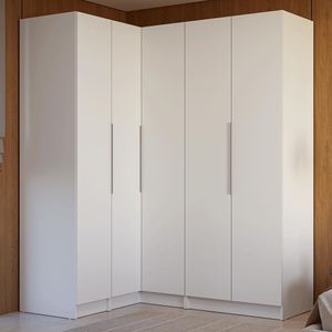 Guarda-Roupa Modulado de Canto 310 cm 5 Portas 2 Gavetas Branco Neo Madesa 01