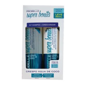 Kit Shampoo 250ml e Condicionador 200ml - Super Bonita Crespo Água de Coco Probelle