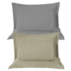 Combo 2 Kit Cobre Leito Colcha Monaco King Dupla Face - Cinza - Cáqui