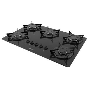 Cooktop à Gás 5 Bocas Ndl Vidro Flange Esmaltada Preto Biv