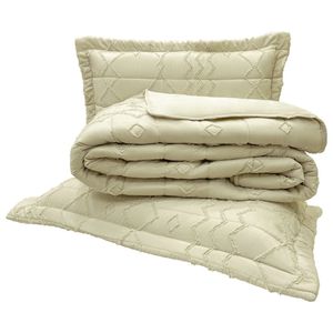 Kit Cobre Leito Colcha Stylo King Dupla Face 3 Peças - Palha