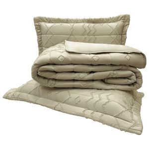 Kit Cobre Leito Colcha Stylo Casal Dupla Face 3 Peças - Cáqui
