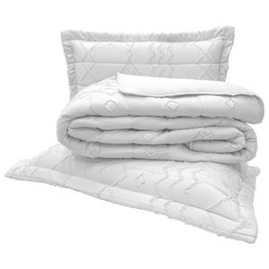 Kit Cobre Leito Colcha Stylo Queen Dupla Face 3 Peças - Branco