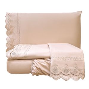 Jogo de Cama Lençol Queen Supremo Micropercal 300 Fios - Rosê