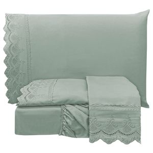 Jogo de Cama Lençol Casal Supremo Micropercal 300 Fios - Chumbo