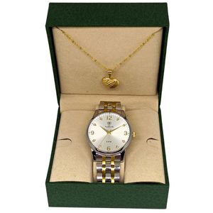 Kit Relógio Feminino Tuguir Analógico 2130 - Prata e Dourado