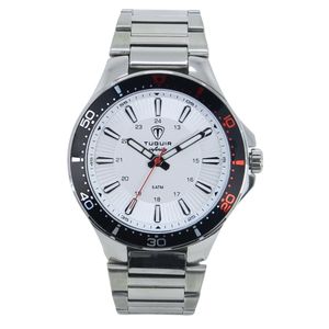 Relógio Masculino de Aço Tuguir Analógico Infinity 23-2238 Prata e Branco e Vermelho