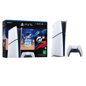 Console Sony Playstation 5 Slin, Edicao Digital, SSD 1TB, 1 Controle Sem Fio Dual Sense Branco, Dois