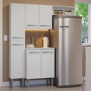 Armário de Cozinha Compacta 156cm Emilly Madesa Branco 03