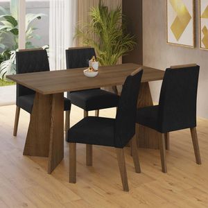 Conjunto Sala de Jantar Tampo de Madeira 4 Cadeiras Rustic/Oxford Tulum Madesa