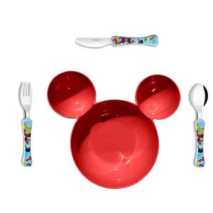 Prato fundo Orellhas MICKEY com talheres em inox