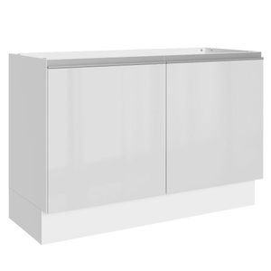 Balcão Gabinete de Pia Madesa Acordes 100% MDF 120 cm 2 Portas (Sem Tampo e Pia) - Portas Branco Brilho