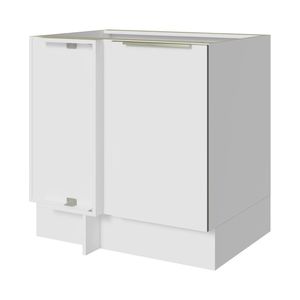 Balcão de Canto Madesa Lux 1 Porta (Sem Tampo) - Branco/Branco Veludo