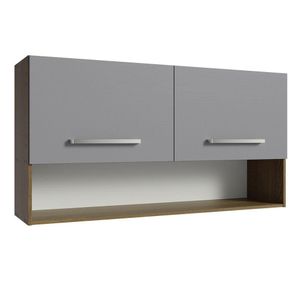 Armário Aéreo Cozinha 105cm 2 Portas 1 Nicho Rustic/Cinza Emilly Madesa