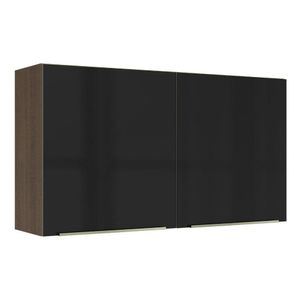 Armário Aéreo Madesa Lux 120 cm 2 Portas - Rustic/Preto