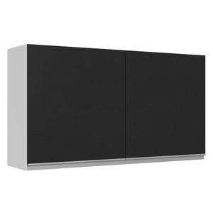 Armário Aéreo 100% MDF 120 cm 2 Portas Branco/Preto Acordes Madesa