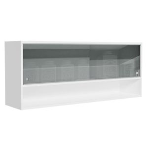 Armário Aéreo 120cm 2 Portas Correr Vidro Neutral 1 Nicho Branco para Cozinhas Glamy, Lux e Reims Madesa