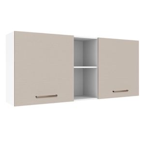 Armário Aéreo 150 cm 2 Portas e 2 Nichos Branco/Crema Agata Madesa