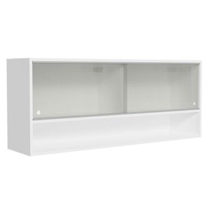 Armário Aéreo 120cm 2 Portas Correr Vidro Pontilhado 1 Nicho Branco para Cozinhas Glamy, Lux e Reims Madesa