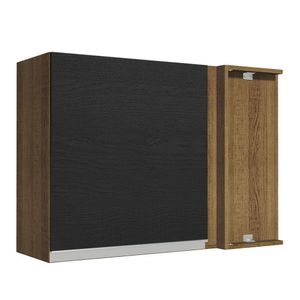 Armário Aéreo de Canto Madesa Glamy 1 Porta - Rustic/Preto