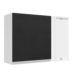 Armário Aéreo de Canto Madesa Glamy 1 Porta - Branco/Preto