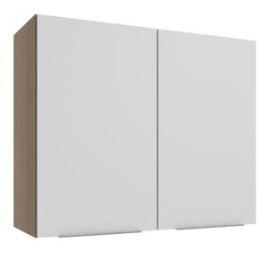 Armário Aéreo Madesa Stella 80 cm 2 Portas - Rustic/Branco