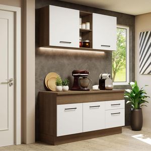 Armário de Cozinha Compacta 150cm Rustic/Branco Agata Madesa 01