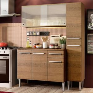 Armário de Cozinha Compacta 137cm Rustic Emilly Force Madesa 02