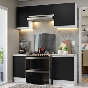 Armário de Cozinha Compacta 180cm Branco/Preto Glamy Madesa 12