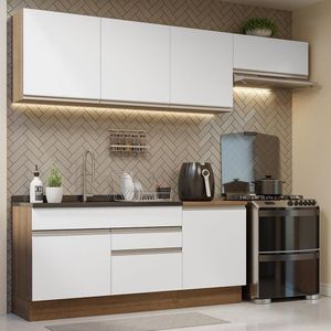 Armário de Cozinha Completa 260cm Rustic/Branco Glamy Madesa 03