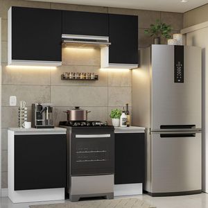 Armário de Cozinha Compacta 160cm Branco/Preto Glamy Madesa 07