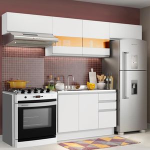 Armário de Cozinha Compacta 280cm Branco Marina Madesa 01