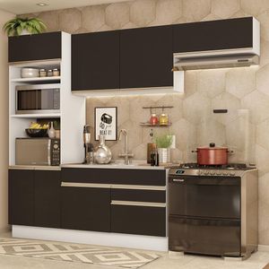 Armário de Cozinha Completa 270cm Branco/Preto Glamy Madesa 15