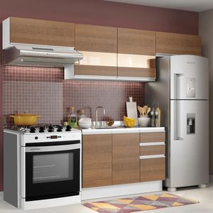 Armário de Cozinha Compacta 280cm Branco/Rustic Marina Madesa 01