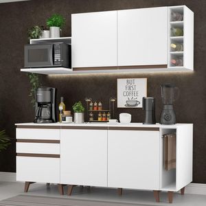 Cozinha Compacta Madesa Reims 200001 com Armário e Balcão - Branco