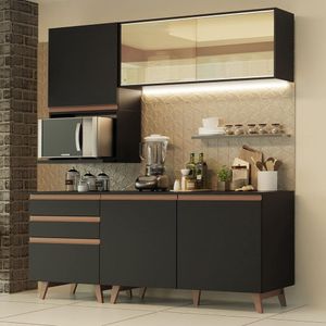 Cozinha Compacta Madesa Reims 180002 com Armário e Balcão - Preto