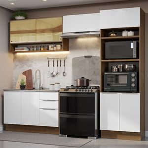 Armário de Cozinha Completa 270cm Rustic/Branco Stella Madesa 07