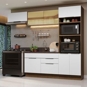 Armário de Cozinha Completa 270cm Rustic/Branco Stella Madesa 08