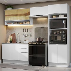 Armário de Cozinha Completa 270cm Branco Stella Madesa 07